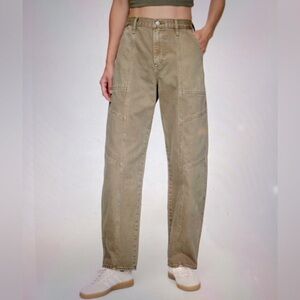 Women’s Gap High Rise Barrel Jeans, Taupe, size 32/14